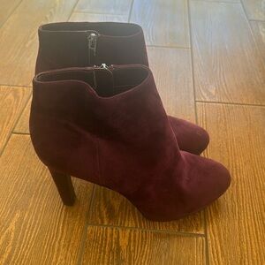 Dark Plum Nine West suede booties